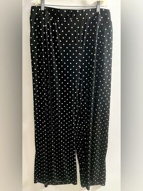 Torrid Black White Polka Dot Wide Leg Pants Size 5 Plus Pull-On Stretch Flowy 5X